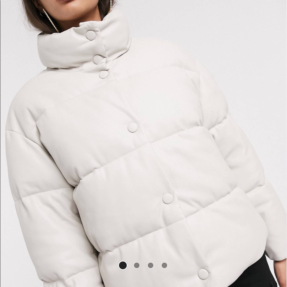 ASOS leather look puffer jacket